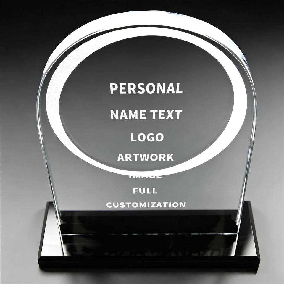 Arched Crystal Award Trophy With Black Base suppliers