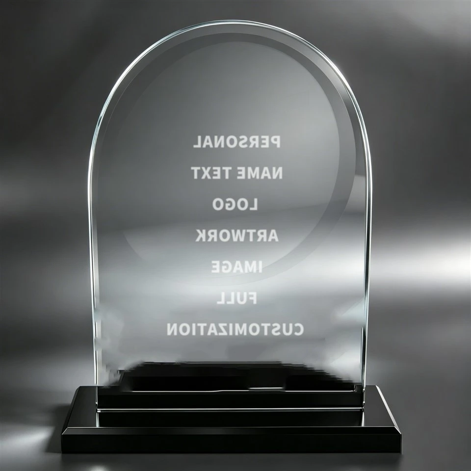 Arched Crystal Award Trophy With Black Base high quality