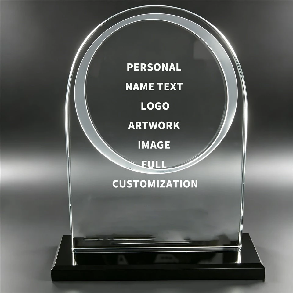 Arched Crystal Award Trophy Fekete alappal