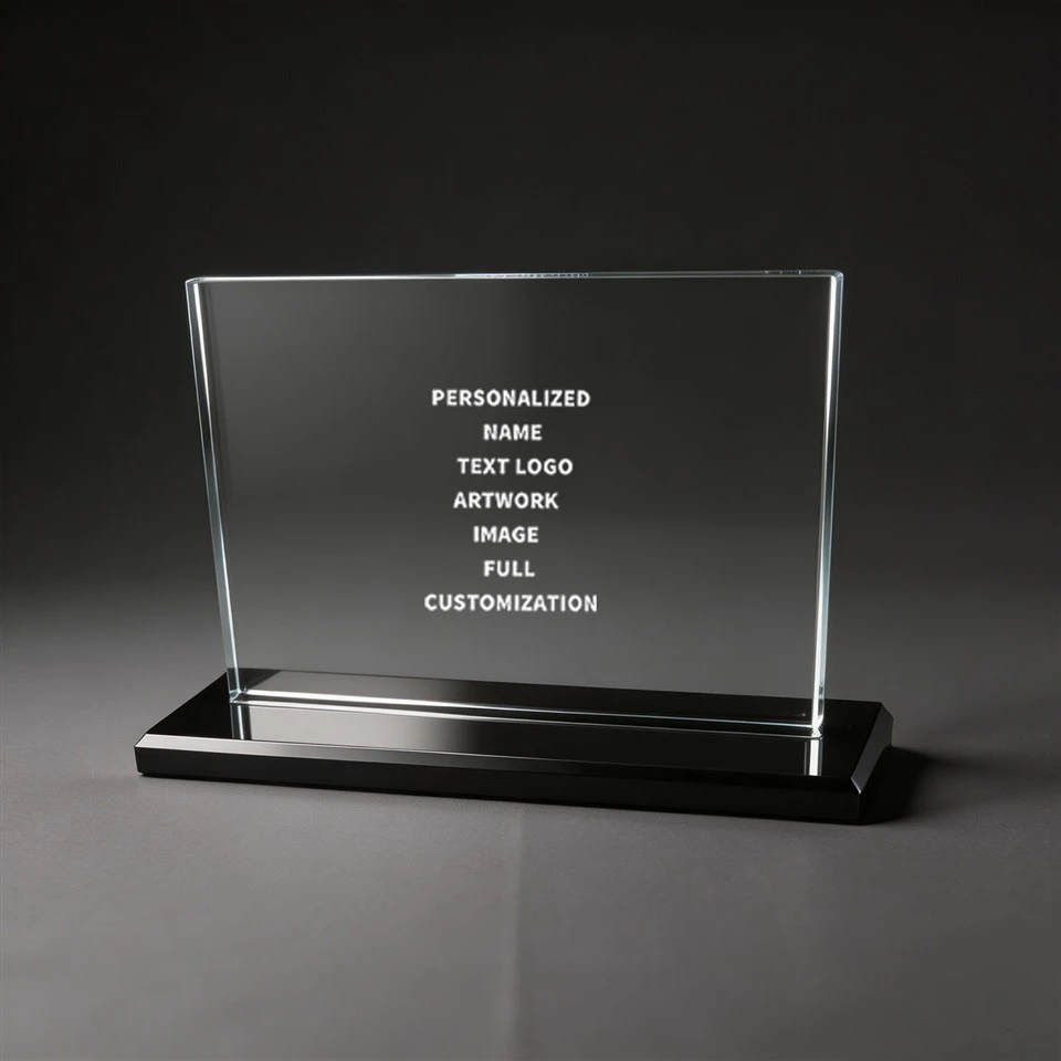 Clear Crystal Plaque Black Gloss Base Trophy suppliers