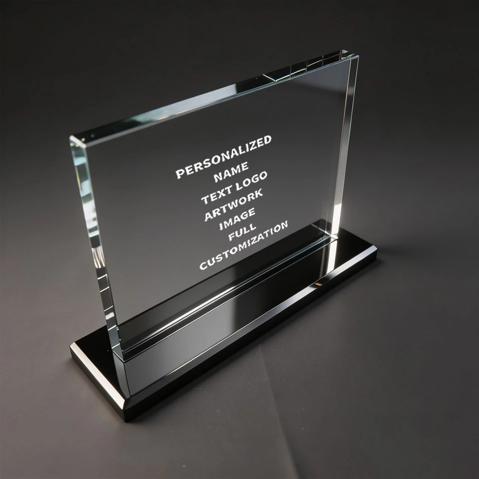 Clear Crystal Plaque Black Gloss Base Trophy best