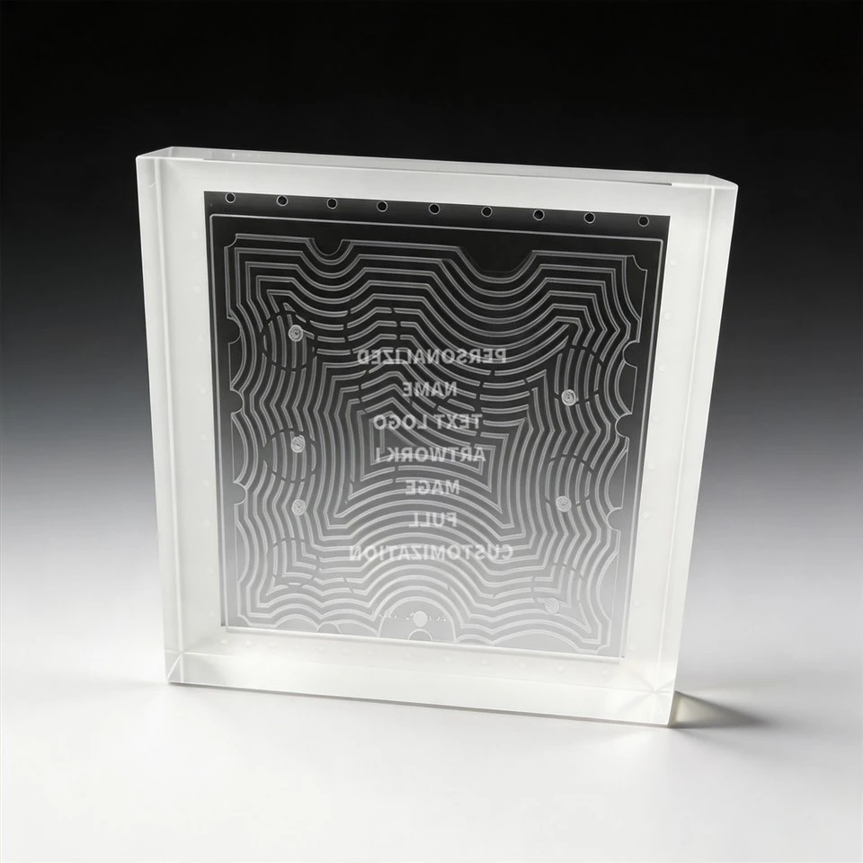 Dotted Border Square Crystal Plaque high quality