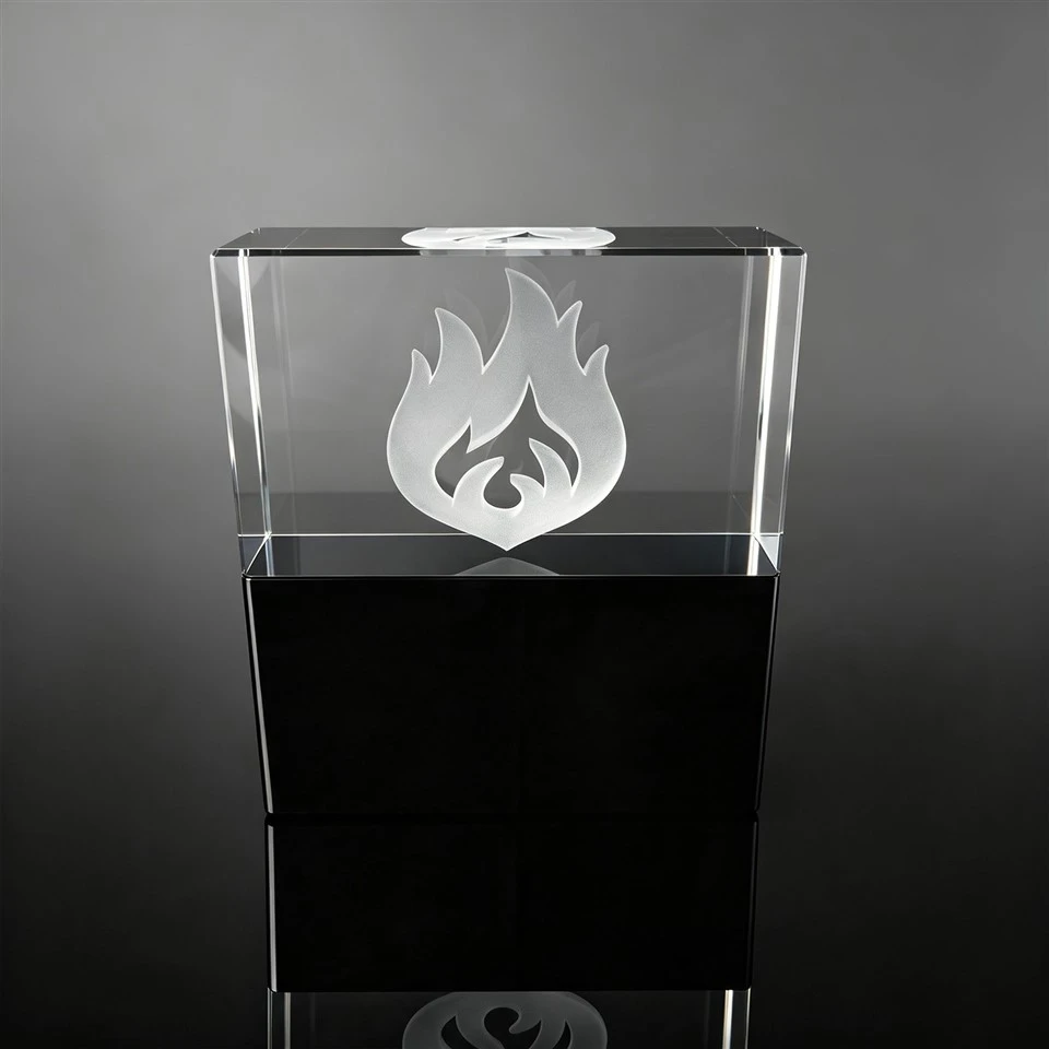 Flame Black Base Laser Etched Crystal Award high quality