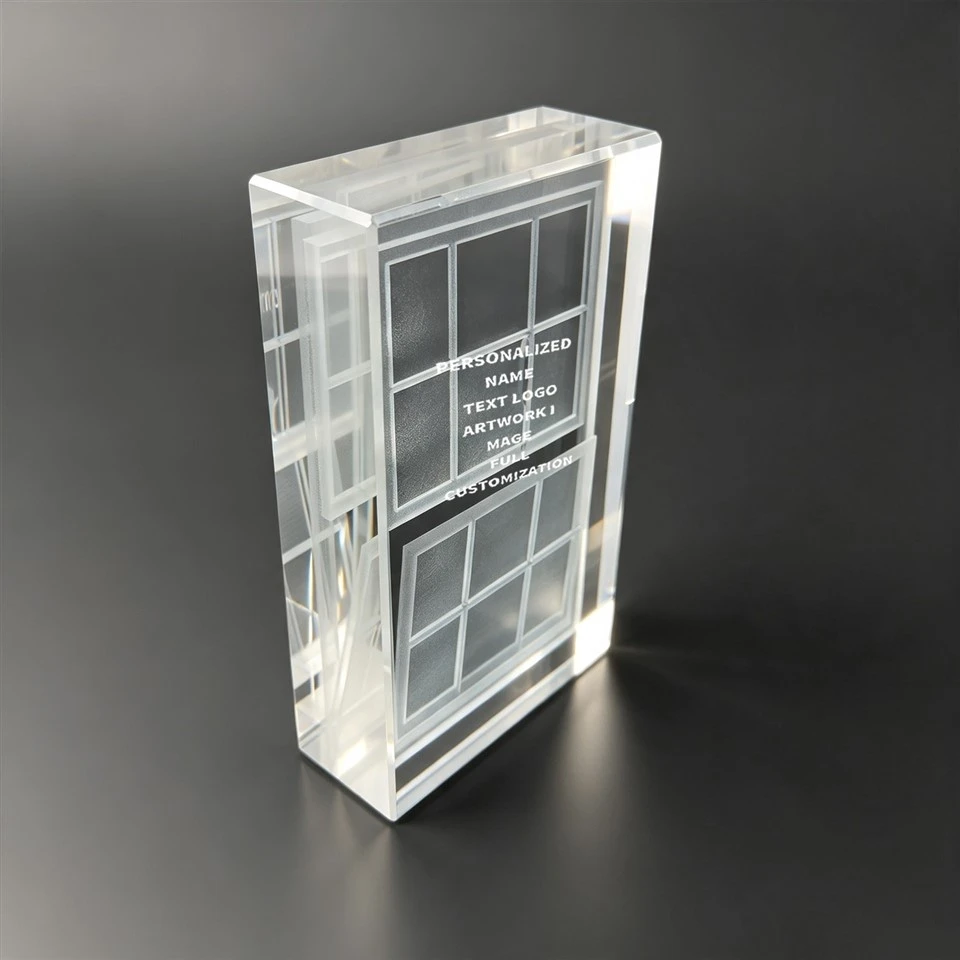 Grid Frame Vertical Clear Crystal Trophy factory