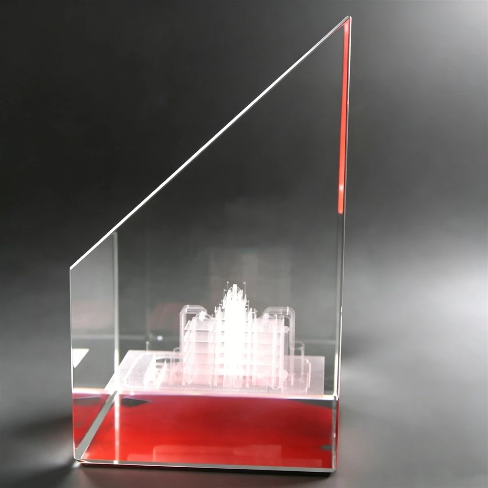 Laser Engraved Construction Crystal Award high quality