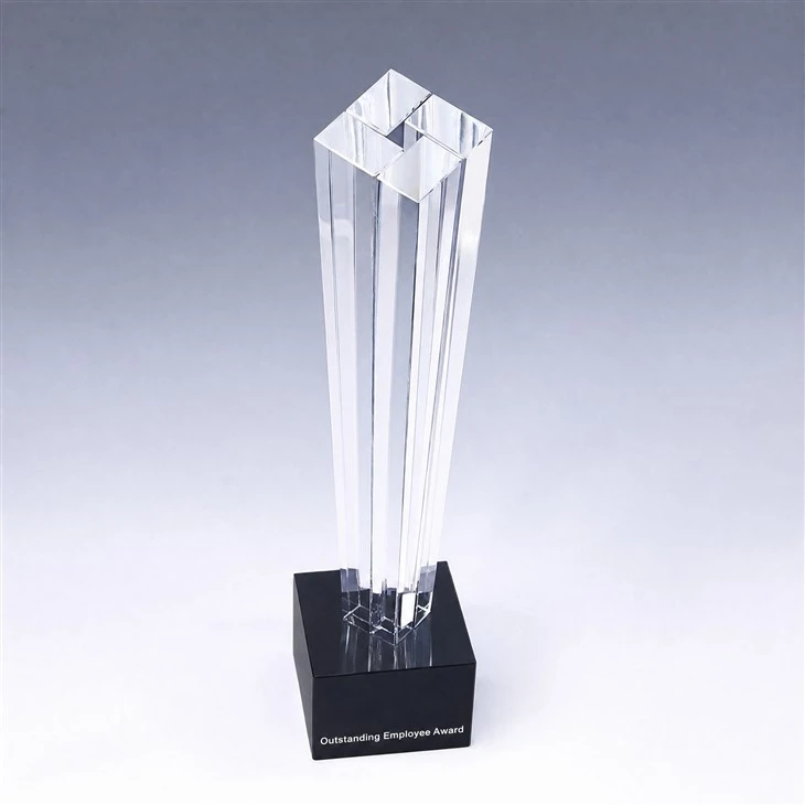 Black Base Column Crystal Award Trophy