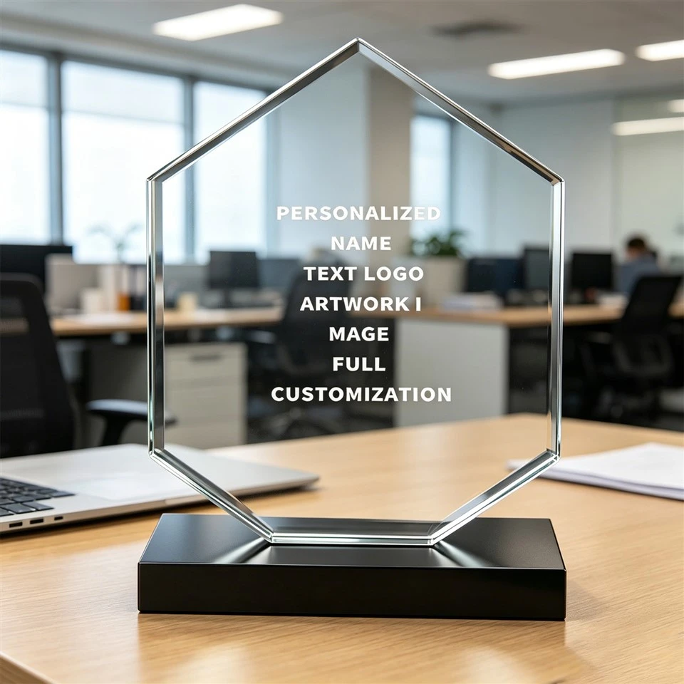 Személyre szabott Hexagon Crystal Trophy díjplakett