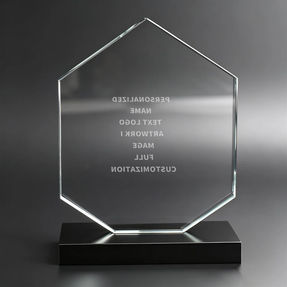 Personalized Hexagon Crystal Trophy Award Plaque best
