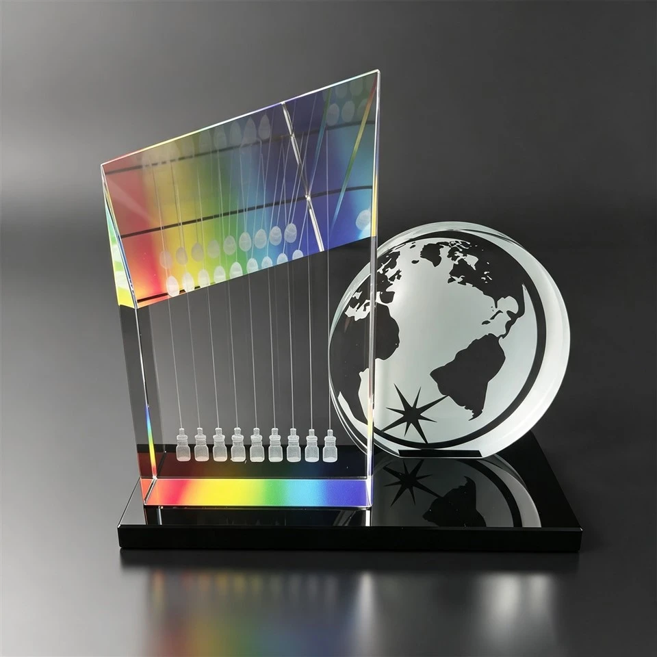 Rainbow Slab Globe Crystal Trophy best