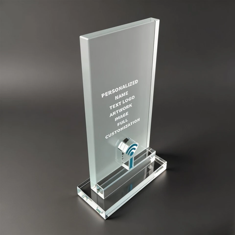 Vertical Tech Symbol Crystal Plaque factory